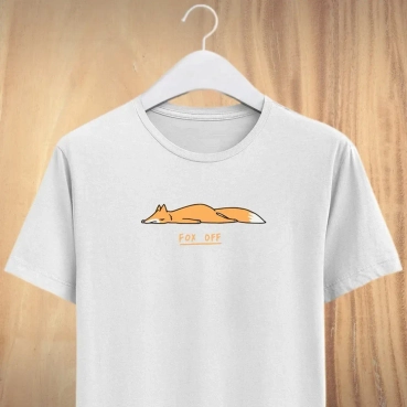 Fox Off Printed Multi Coloured Unisex Round Neck T - Shirts.white